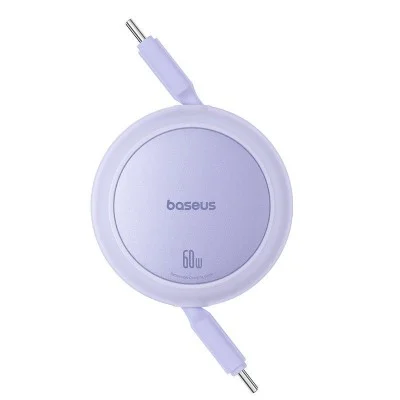 Baseus Free2Pull Mini 1m USB-C to USB-C 60W Charging Cable &ndash; Purple